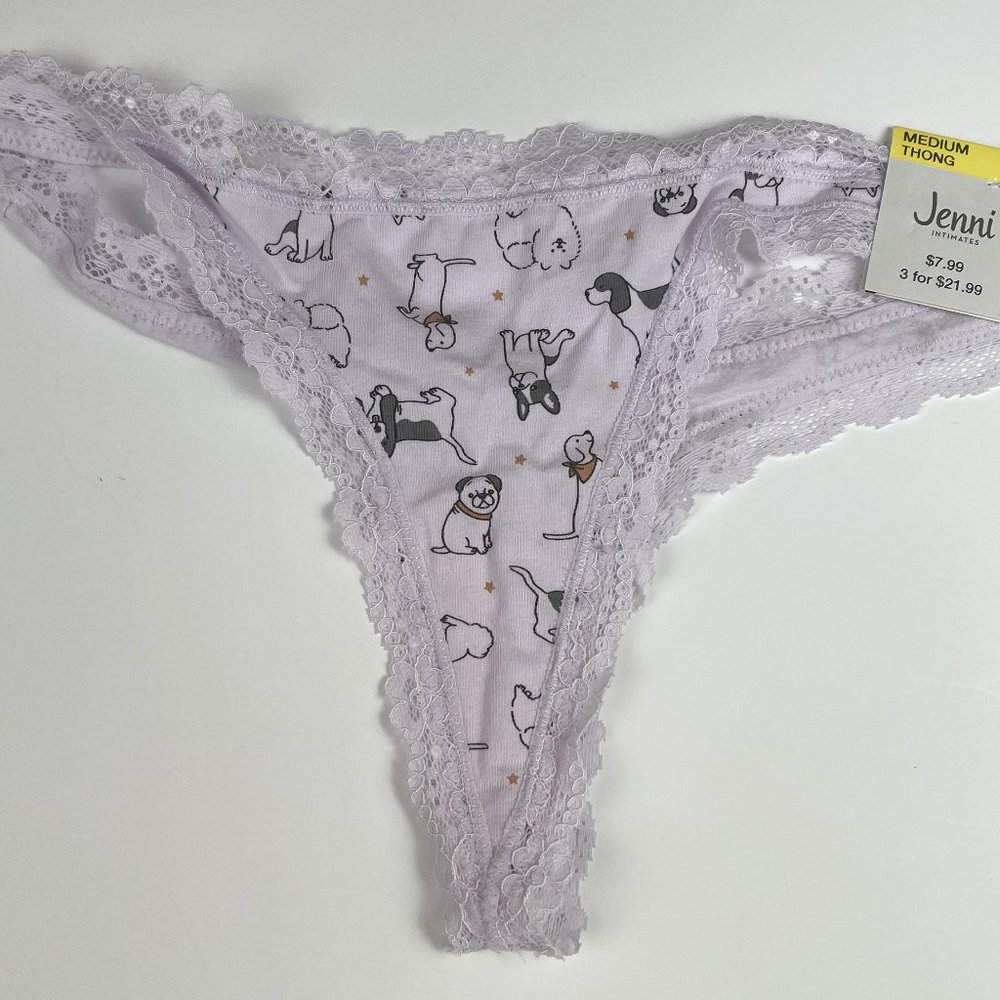 SET OF TWO JENNI Women's Lace-Trim Thong, Medium